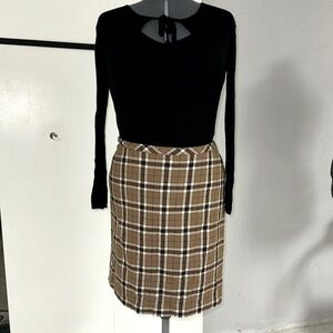 Liz Claiborne Plaid Wool Midi Skirt